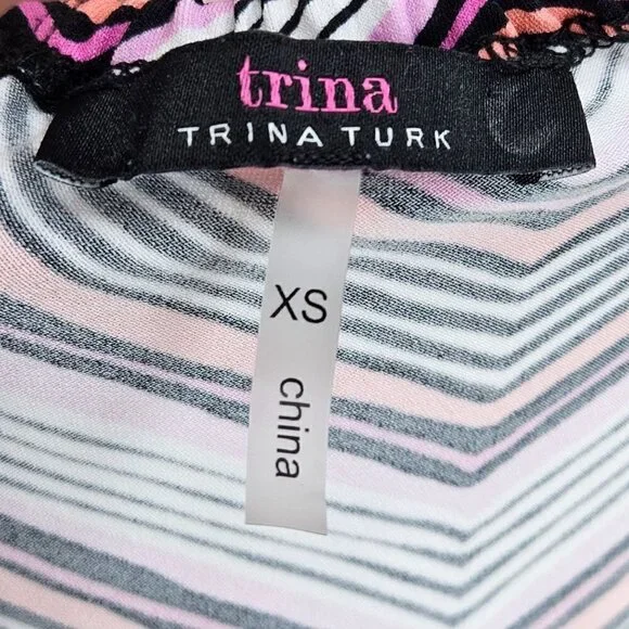 Trina Turk Milian 2 Chevron Maxi Dress Purple Women's XS Preppy Beach Summer - Picture 8 of 14